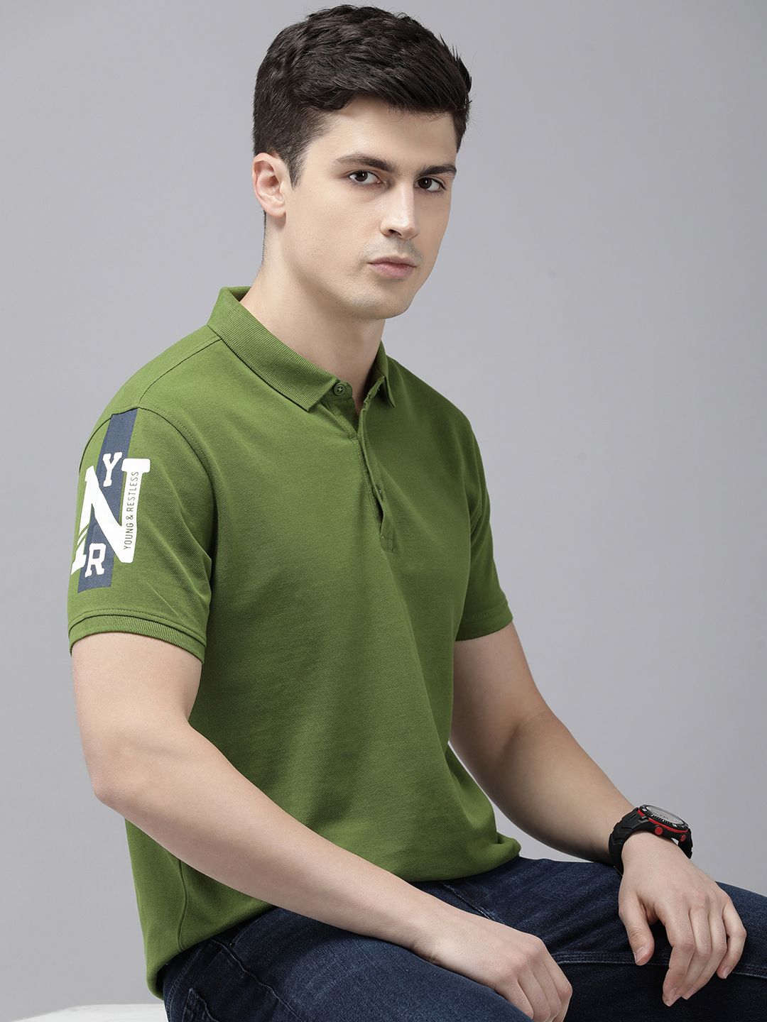 SPYKAR Polo Collar Pure Cotton Slim Fit T-shirt