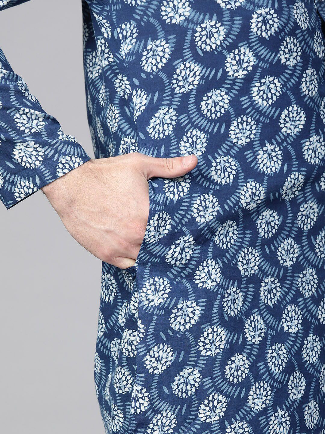 Lihat Reka Bentuk Lelaki Motif Etnik Dicetak Kurta Kapas Murni Dengan Piyama