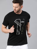 HRX by Hrithik Roshan Men Black Solid Typography Lifestyle Pure Cotton T-shirt