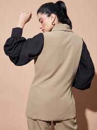 SASSAFRAS BASICS Comfort-Fit Shawl Collar Double-Breasted Longline Casual Blazer