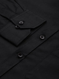 DENNISON Men Black Twill Weave Cotton Smart Slim Fit Solid Formal Shirt