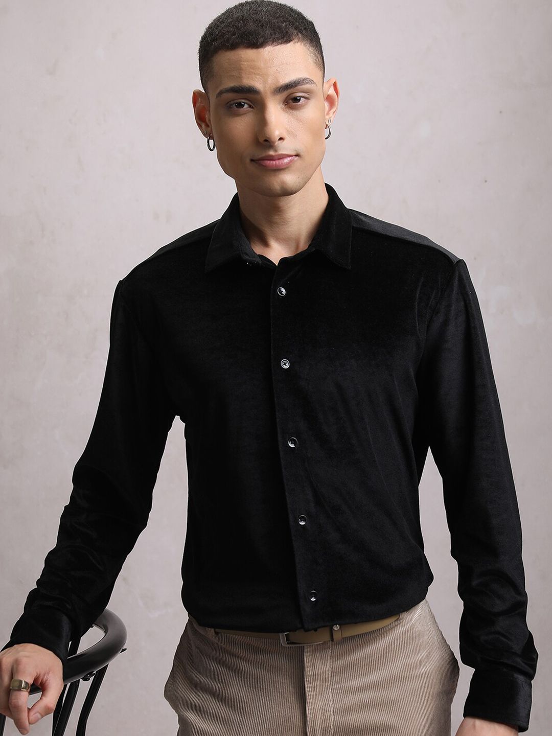 LOCOMOTIVE Velvet Textured Evening Casual Shirt