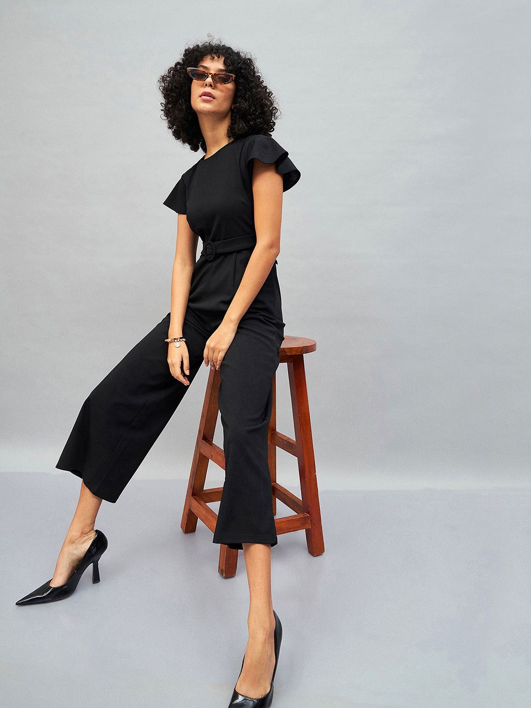 SASSAFRAS Black Belted Basic Jumpsuit