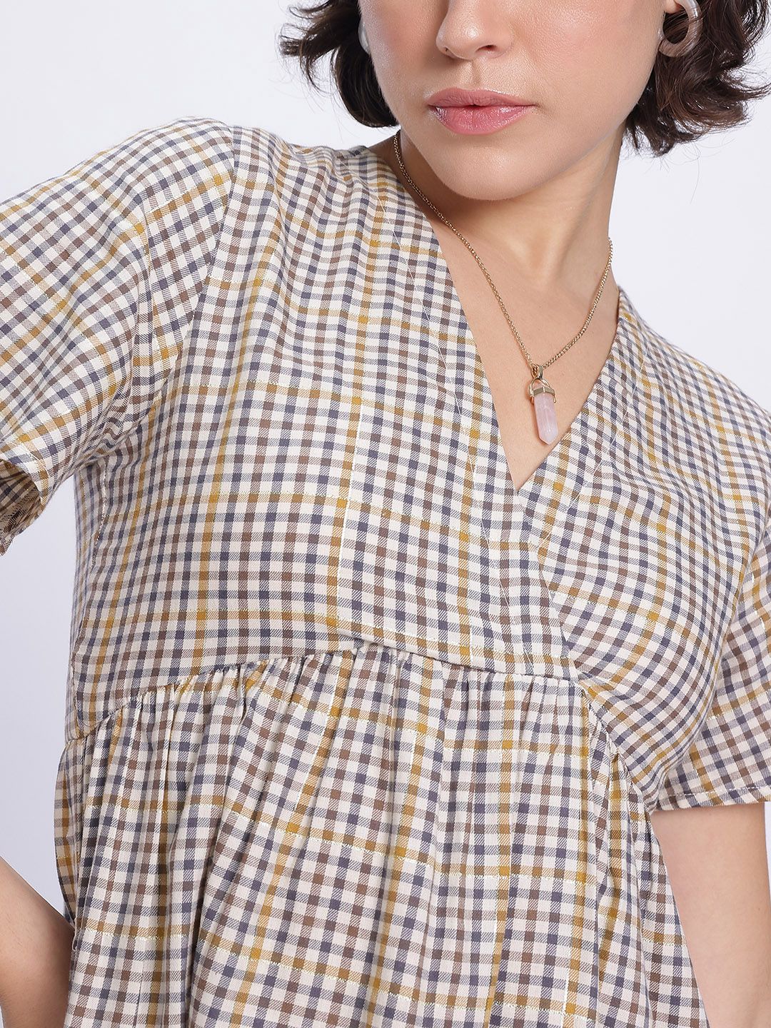 DressBerry Academia Core Checked A-Line Mini Dress