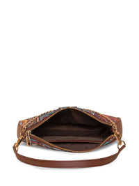 ZOUK Ethnic Motifs Printed Structured Baguette Bag Handbags