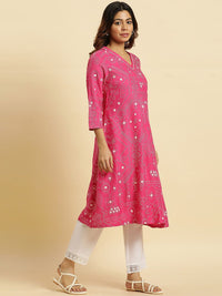 W Ethnic Motifs Printed V-Neck Straight Kurta