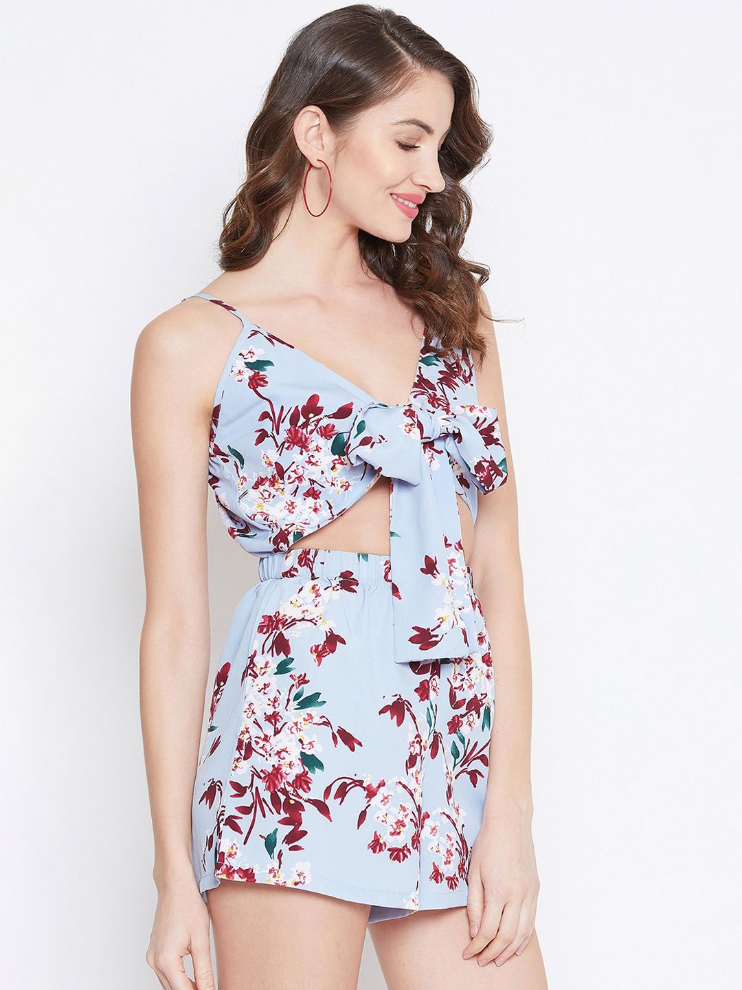 Berrylush Women Blue Printed Playsuit