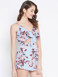 Berrylush Women Blue Printed Playsuit