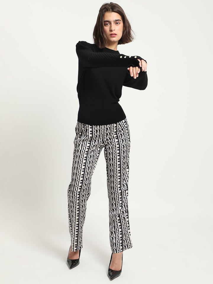 RAREISM Turtle Neck Knitted Pullover with Cuff Detail