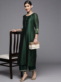 Libas Women Green Thread Work Kurta