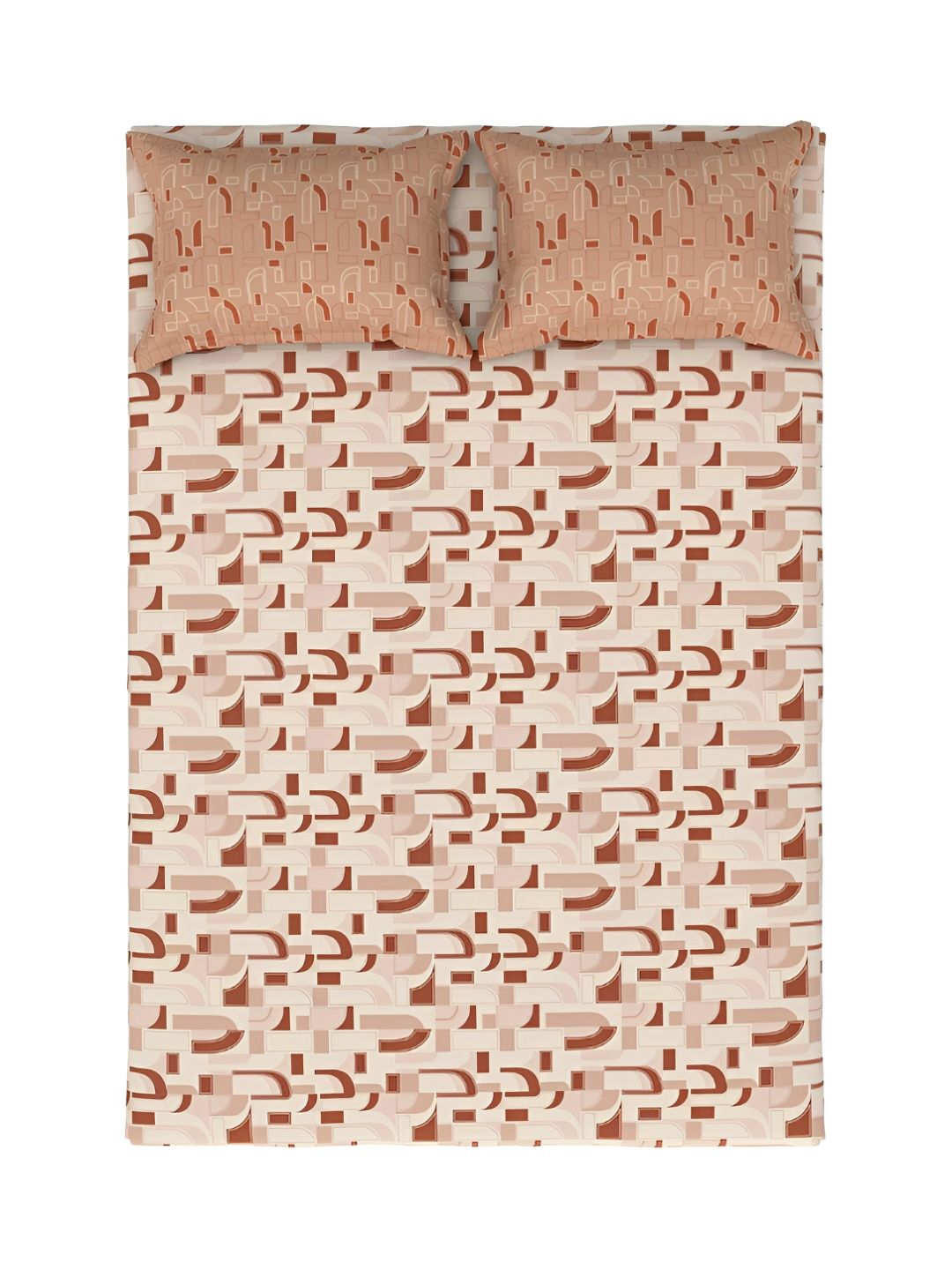 MYTRIDENT Felicia Rust Flat 144TC Queen Cotton Bedsheet Set