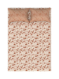 MYTRIDENT Felicia Rust Flat 144TC Queen Cotton Bedsheet Set
