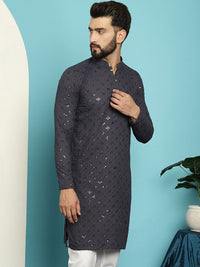 SOJANYA Ethnic Motifs Embroidered Sequinned Pure Cotton Kurta
