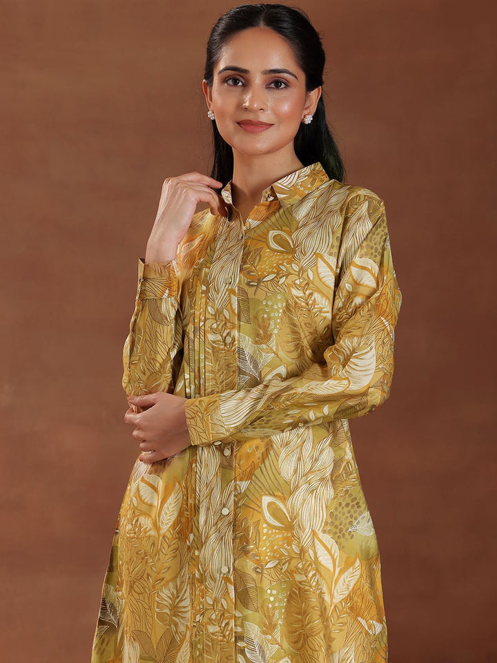Libas Women Floral Printed Shirt Collar Kurti