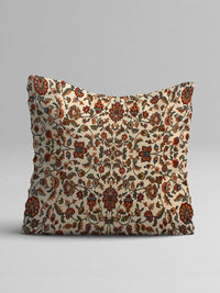 STITCHNEST Brown & Beige Set of 5 Floral Square Cushion Covers
