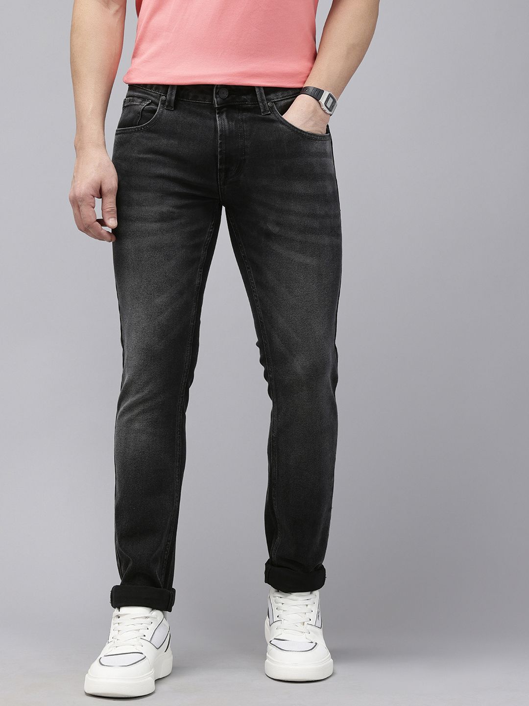 SPYKAR Men Slim Fit Low-Rise Light Fade Stretchable Jeans