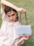 Lino Perros Women Blue Quilted Structured Shoulder Bag