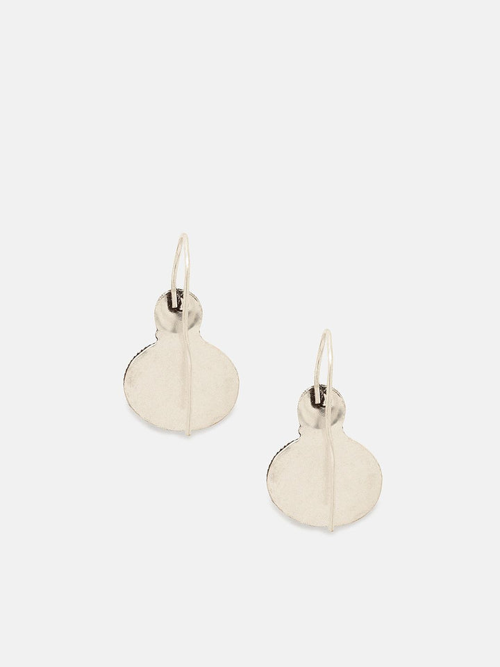 Priyaasi Silver Plated Emarld Stone Studded Oxidized Drop Earrings