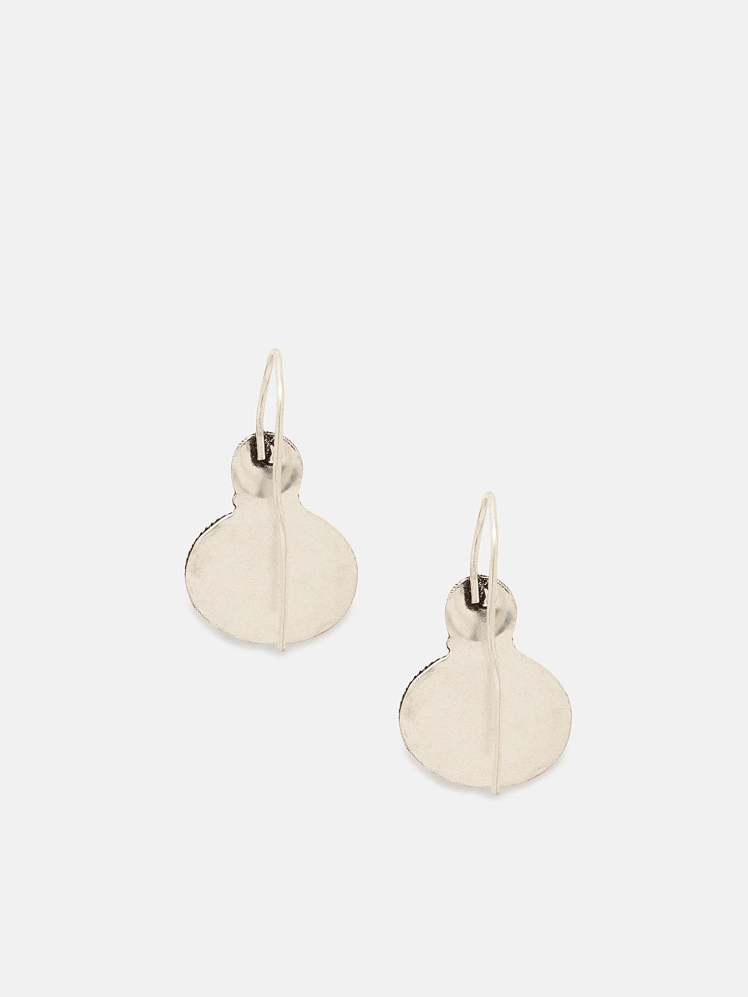 Priyaasi Silver Plated Emarld Stone Studded Oxidized Drop Earrings