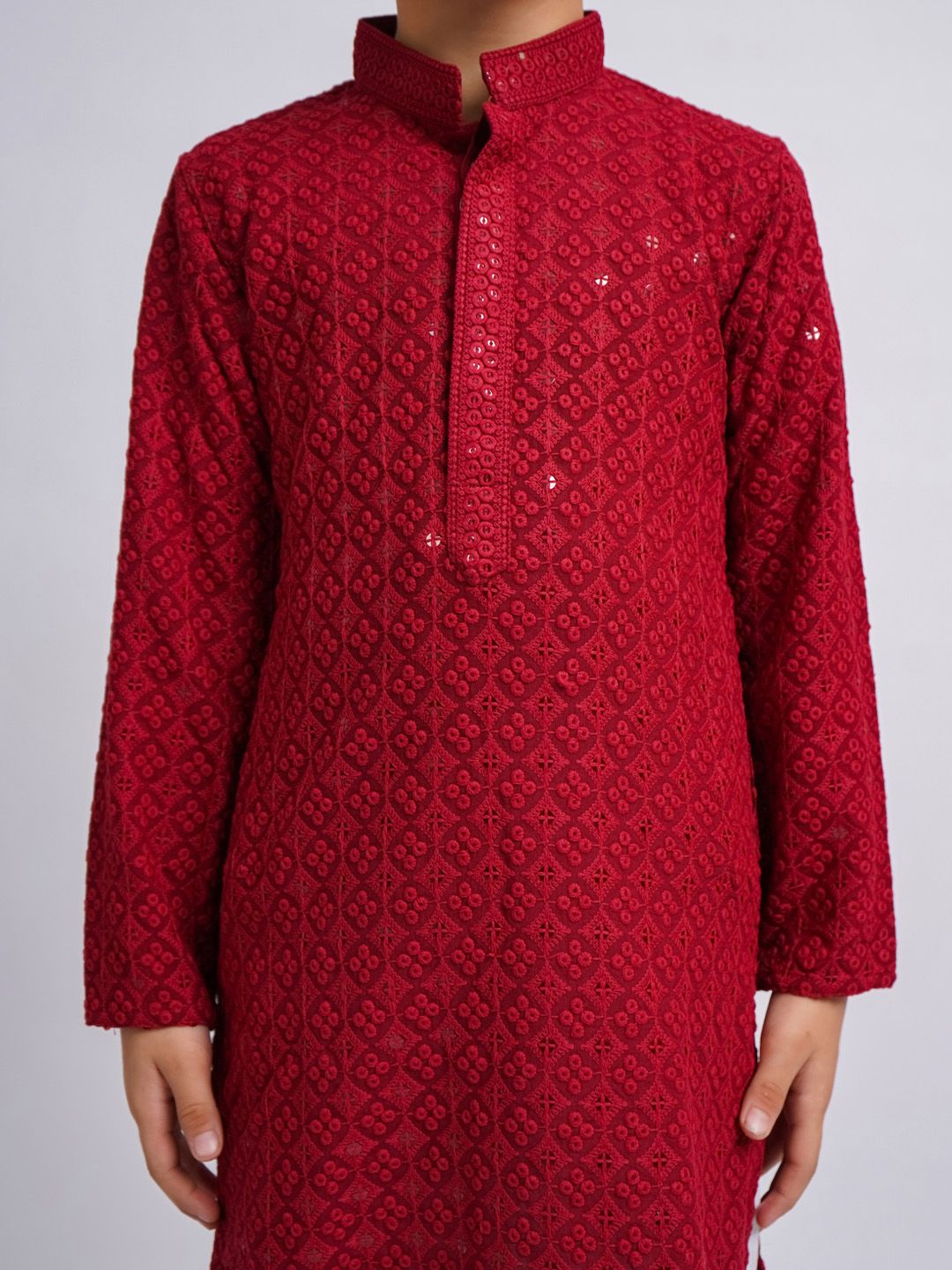 VASTRAMAY Boys Ethnic Motifs Embroidered Regular Sequinned Kurta With Pyjamas