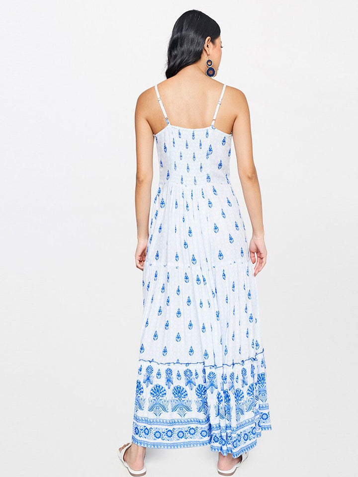 Global Desi Ethnic Motifs Printed Fit & Flare Maxi Dress
