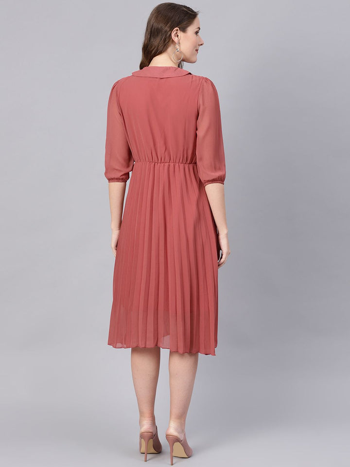 SASSAFRAS Rose Accordian Pleat A-Line Dress