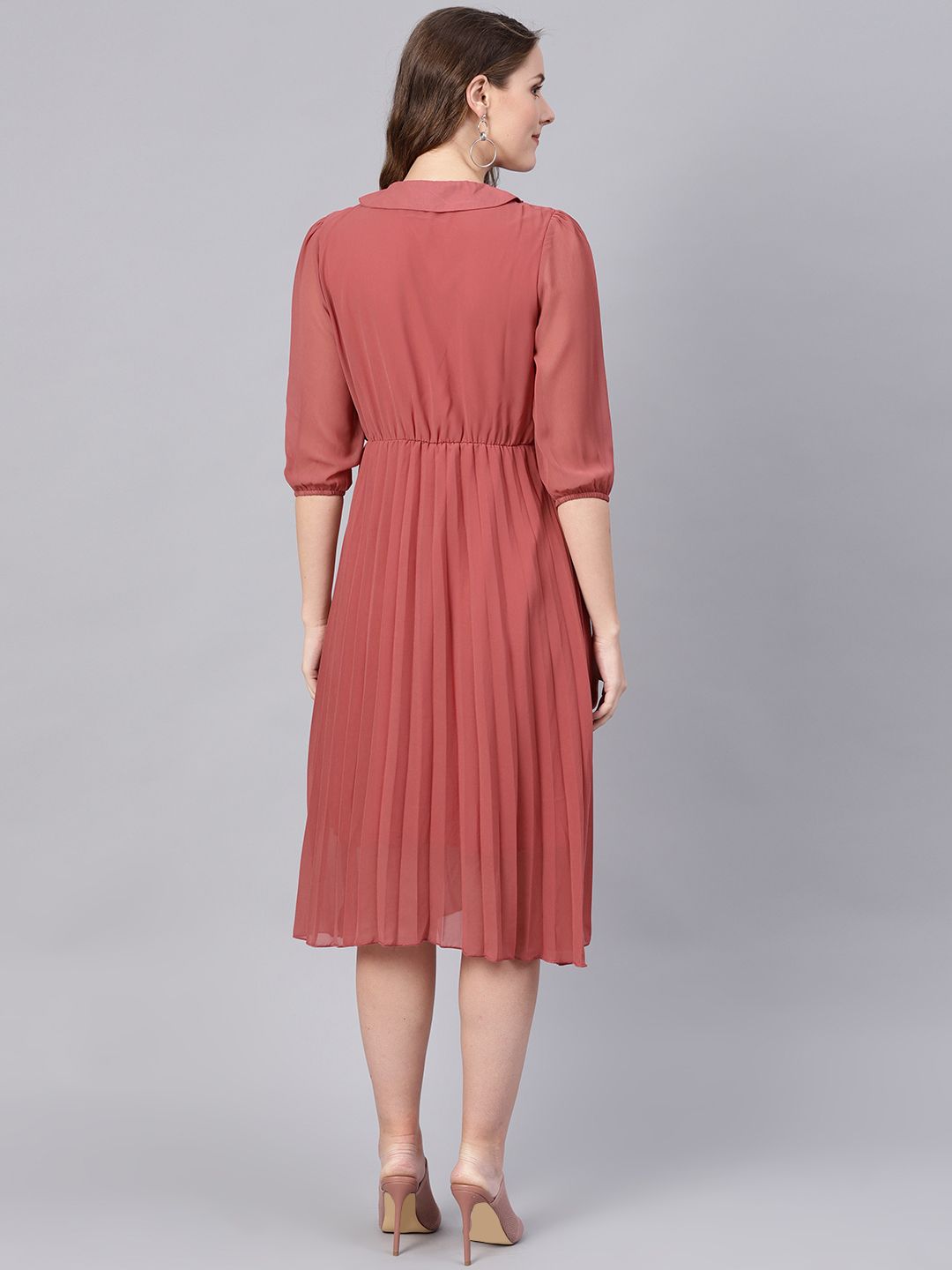 SASSAFRAS Rose Accordian Pleat A-Line Dress