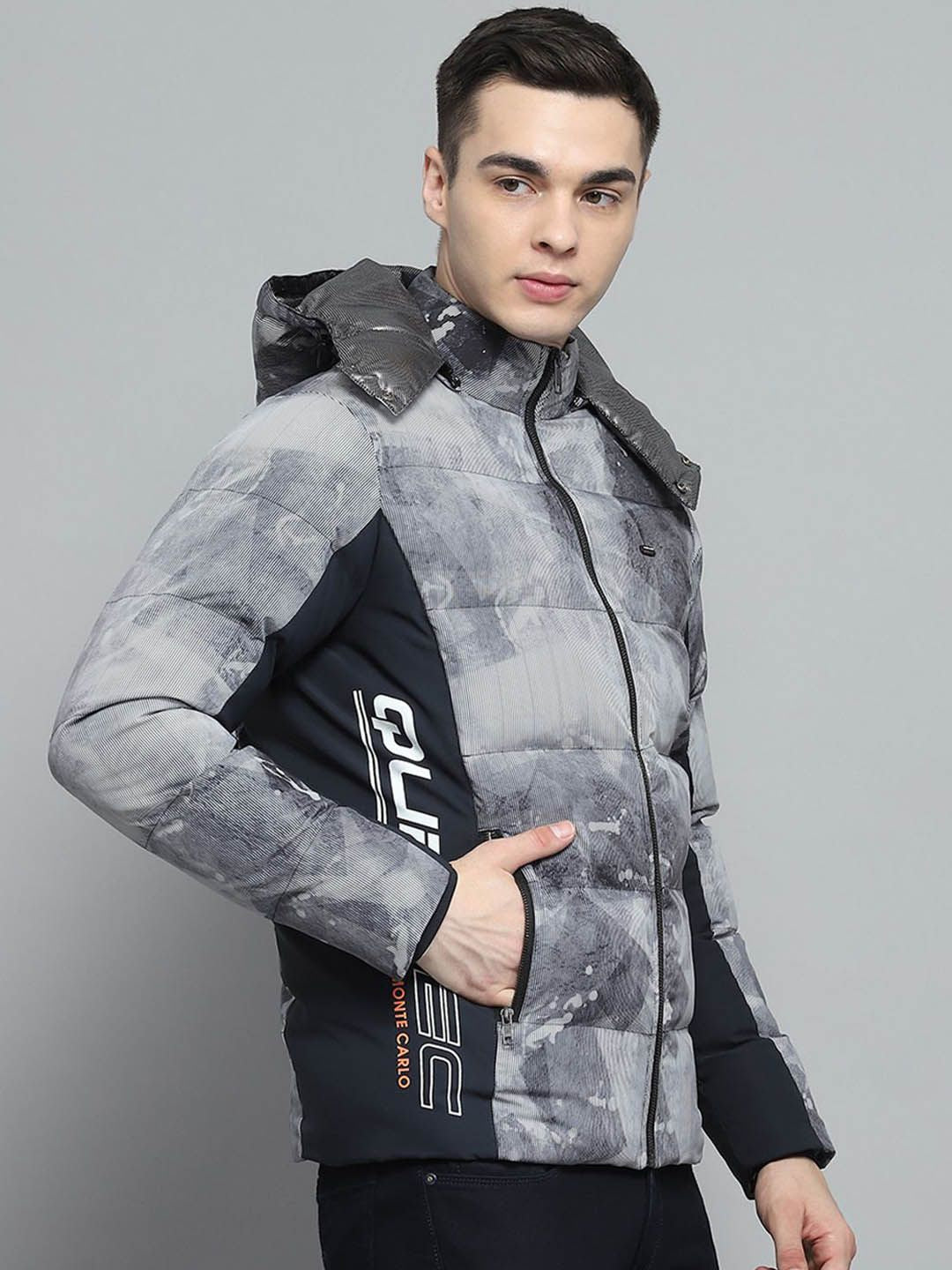 Monte Carlo Men Hooded Colourblocked Casual Lightweight Puffer Jacket