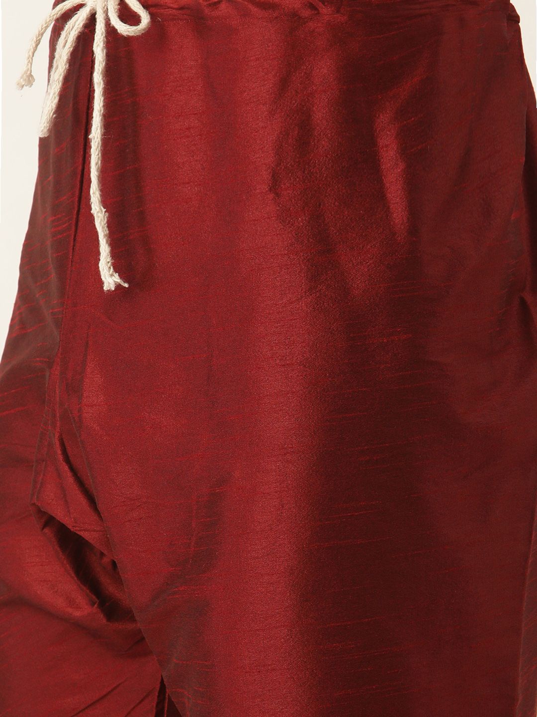 SOJANYA Men Maroon & Mustard Yellow Solid Kurta with Churidar & Nehru Jacket