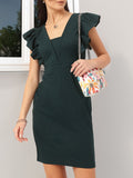 DressBerry Princess-Style Flutter Sleeves Sheath Mini Dress