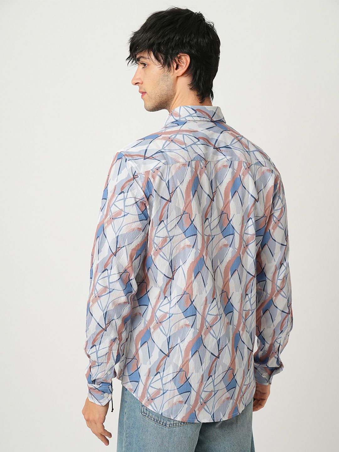 VASTRADO Men Classic Cutaway Collar Abstract Printed Slim Fit Casual Shirt