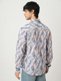 VASTRADO Men Classic Cutaway Collar Abstract Printed Slim Fit Casual Shirt