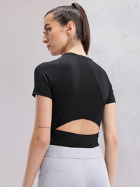 HRX by Hrithik Roshan Women Cut Outs Slim Fit Crop Training T-shirt
