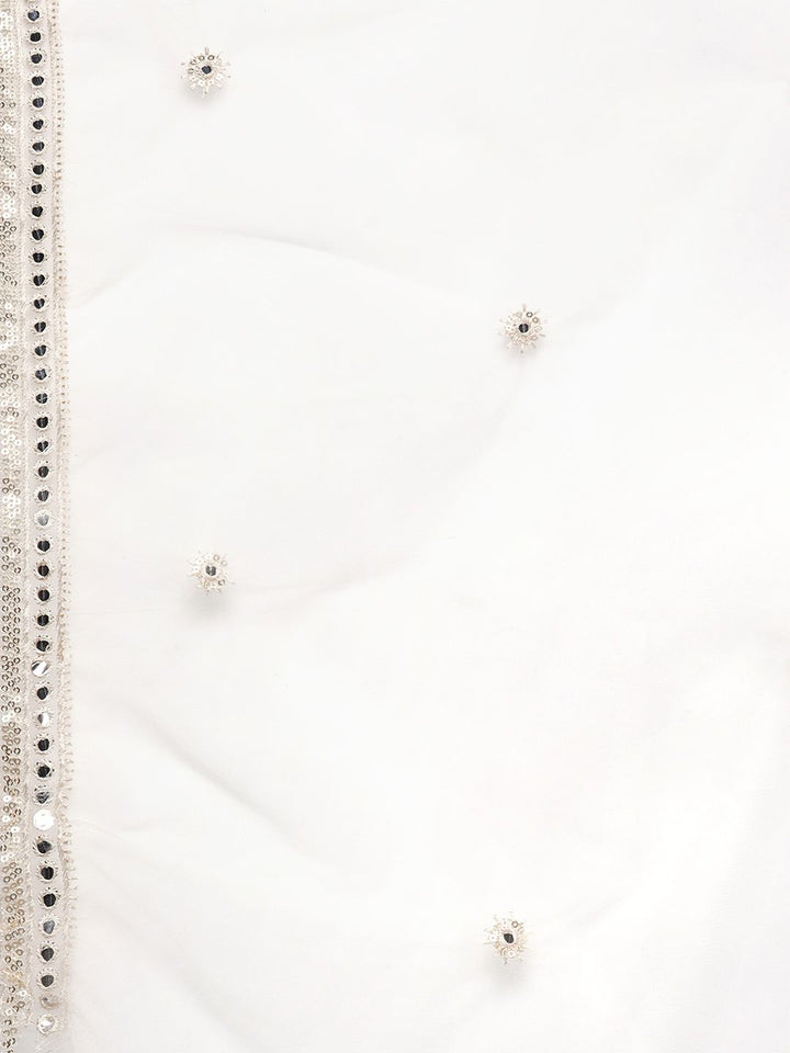 Indo Era Women White Ethnic Motifs Embroidered Kurta with Trousers & With Dupatta