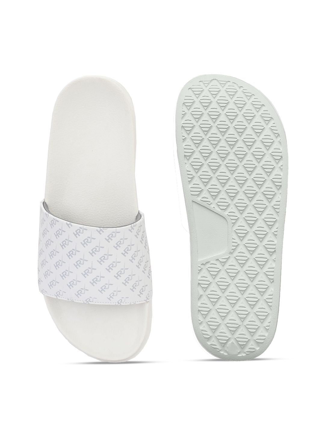 HRX by Hrithik Roshan Men White & Grey Printed Sliders