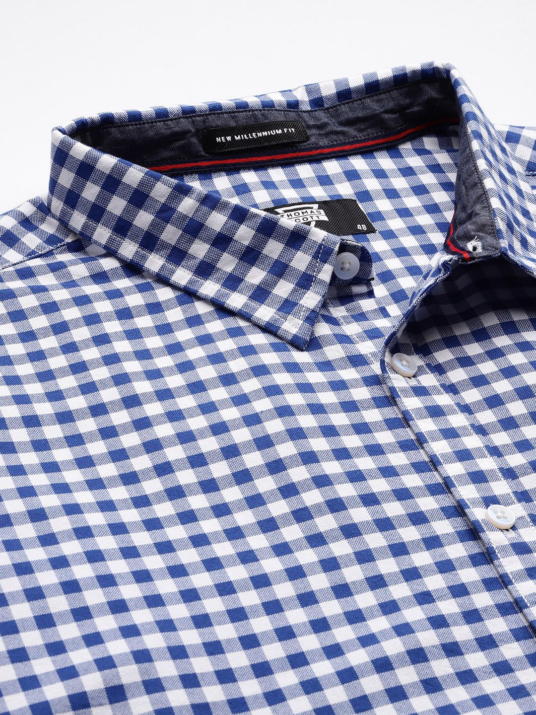Thomas Scott Men Classic Slim Fit Gingham Checks Checked Casual Shirt