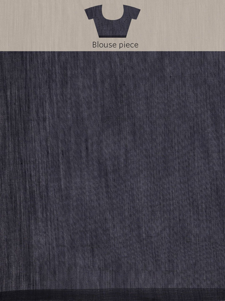 Saree mall Navy Blue Paisley Linen Blend Banarasi Saree