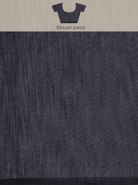 Saree mall Navy Blue Paisley Linen Blend Banarasi Saree