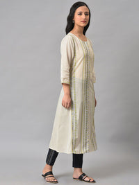 W Women Striped Cotton Kurta