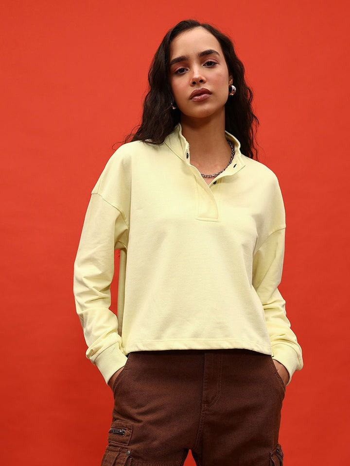 DressBerry Drop-Shoulder Sleeves Sweatshirt with Toggle Hem