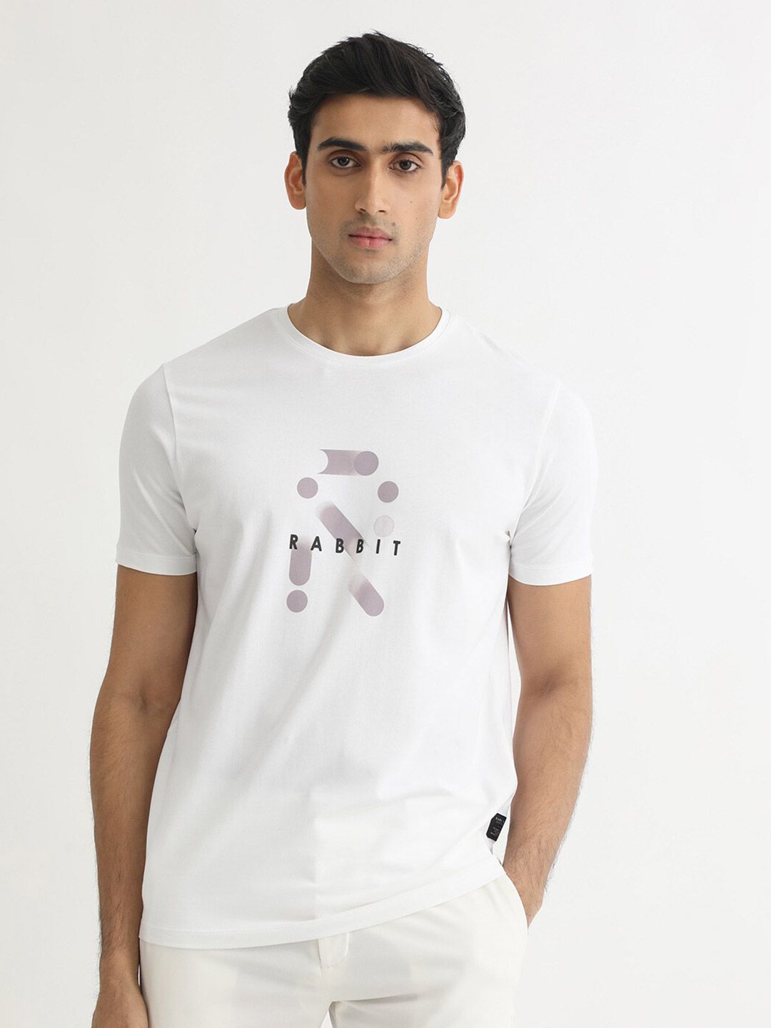 RARE RABBIT Men Dunstone Typography Printeds Slim Fit Cotton T-Shirt