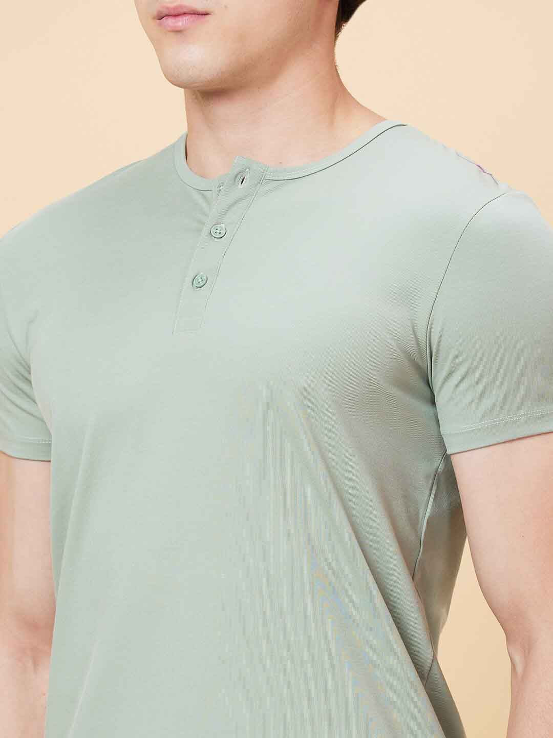 Being Human Cotton Henley Neck Short Sleeves Regular Fit Pockets Casual T-shirt
