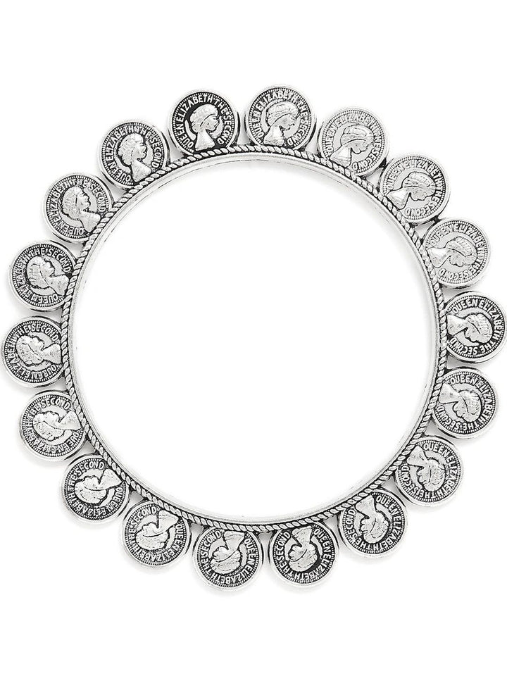 PANASH Set of 2 Silver-Plated Oxidised Bangles