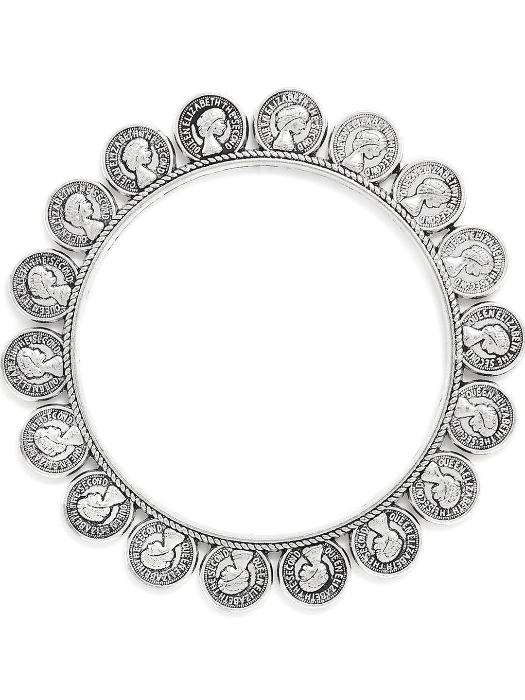 PANASH Set of 2 Silver-Plated Oxidised Bangles