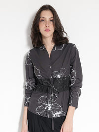RAREISM Floral Printed Three-Quarter Sleeves V-Neck Cotton Top