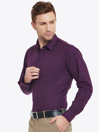English Navy Men Purple Slim Fit Solid Formal Shirt