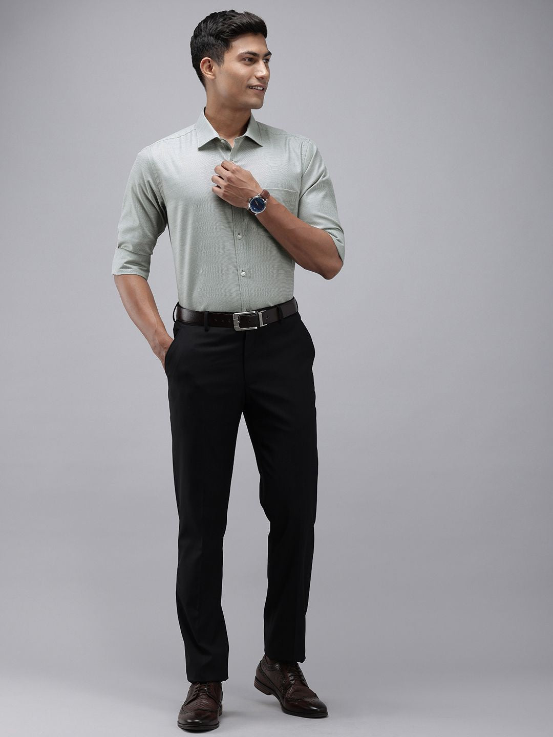 Park Avenue Self Design Textured Slim Fit Opaque Easy Care Formal Shirt