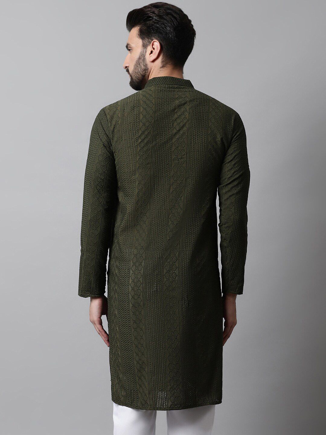 Jompers Men Ethnic Motifs Thread Work Cotton Kurta