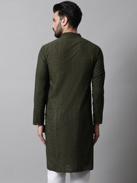 Jompers Men Ethnic Motifs Thread Work Cotton Kurta