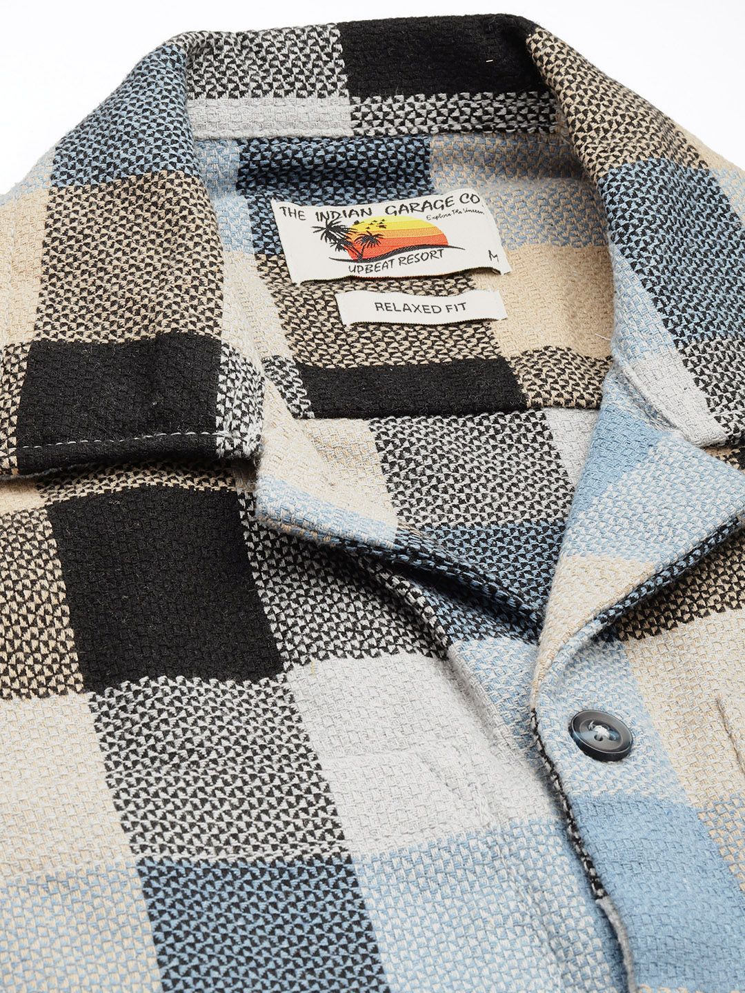 The Indian Garage Co Pure Cotton Checked & Textured Relaxed Fit Casual Shirt
